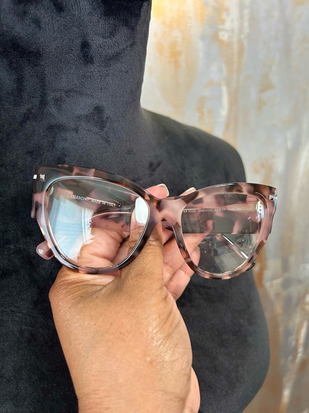 Valentino Pink & Brown Tortoiseshell Cat-Eye Eyeglasses